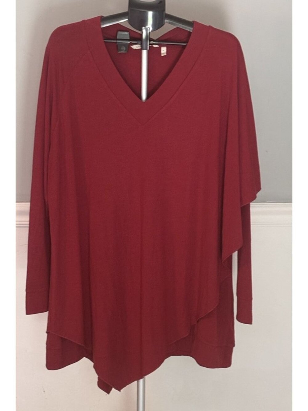 Soft Surrounding Madeleine Tunic Blouse Top V-Neck Size 2X Top Burgundy Red Tags